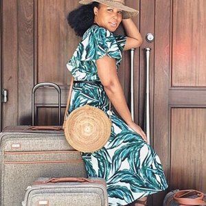 Who What Wear Dress Tropical Palm Print Size Large